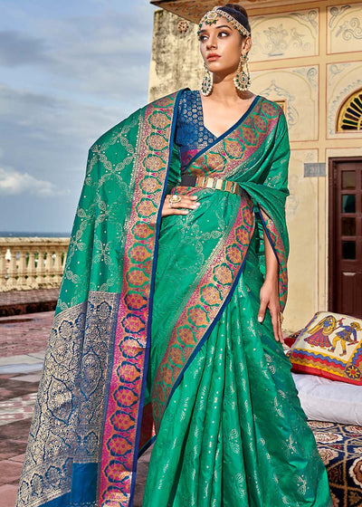Celeb-inspired royal green sarees