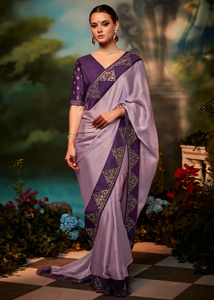 Lavender Purple Banarasi Uppada Silk Saree – Zilikaa