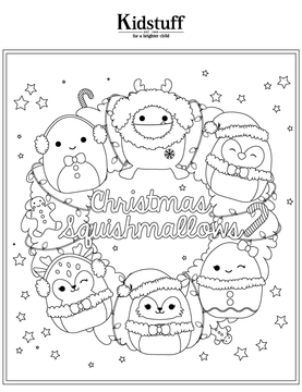 Kidstuff - Squishmallow Christmas Colouring Sheet