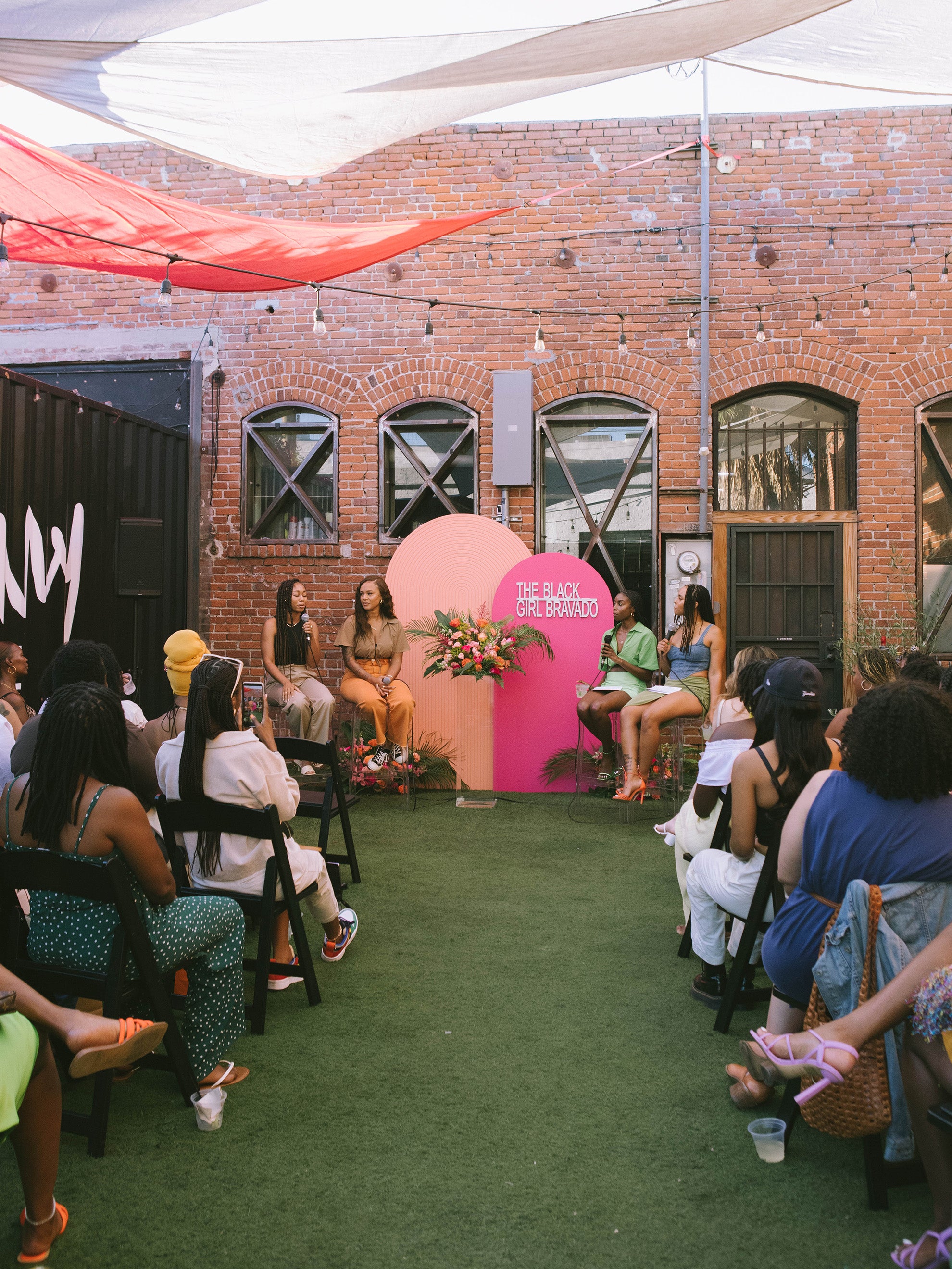 Felicia on stage with Les, Germani and Brittany for the BlackGirlBravado Podcast