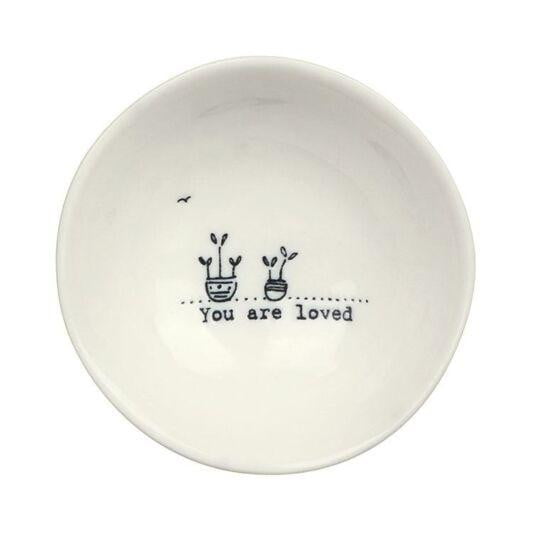 East of India Wobbly Porcelain Trinket Dish - You are loved (6048) - Hothouse