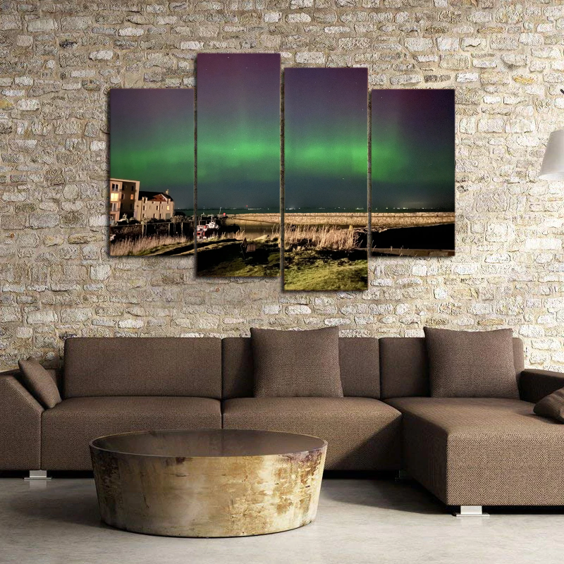 4 Piece Northern Lights Photo Canvas Prints