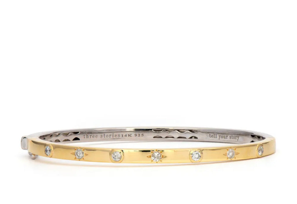 Wide Love Explosion Two-toned Bangle