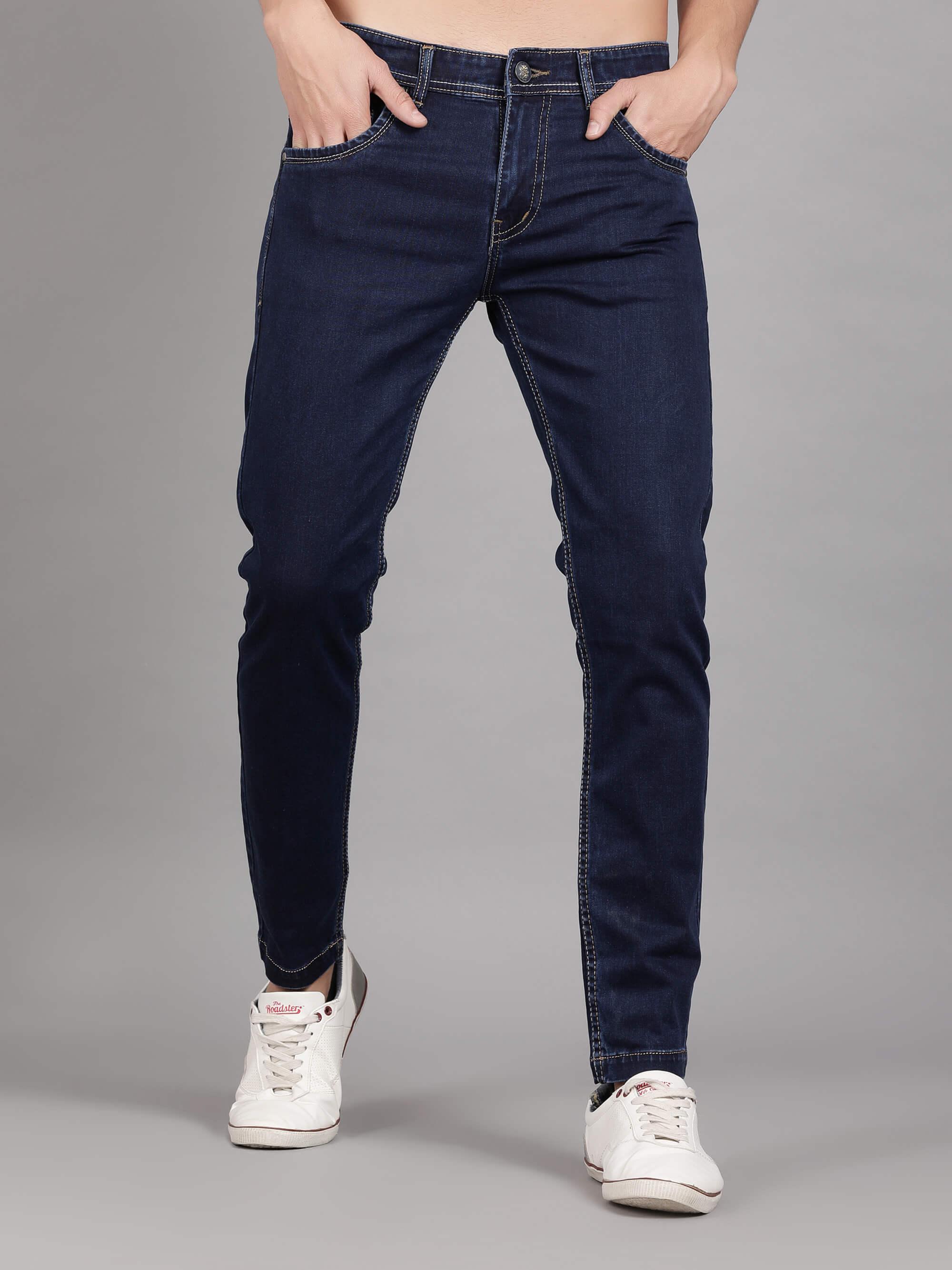 Dark Blue Clean Look Slim Fit Denim Jeans For Men – G O O S E B E R Y®