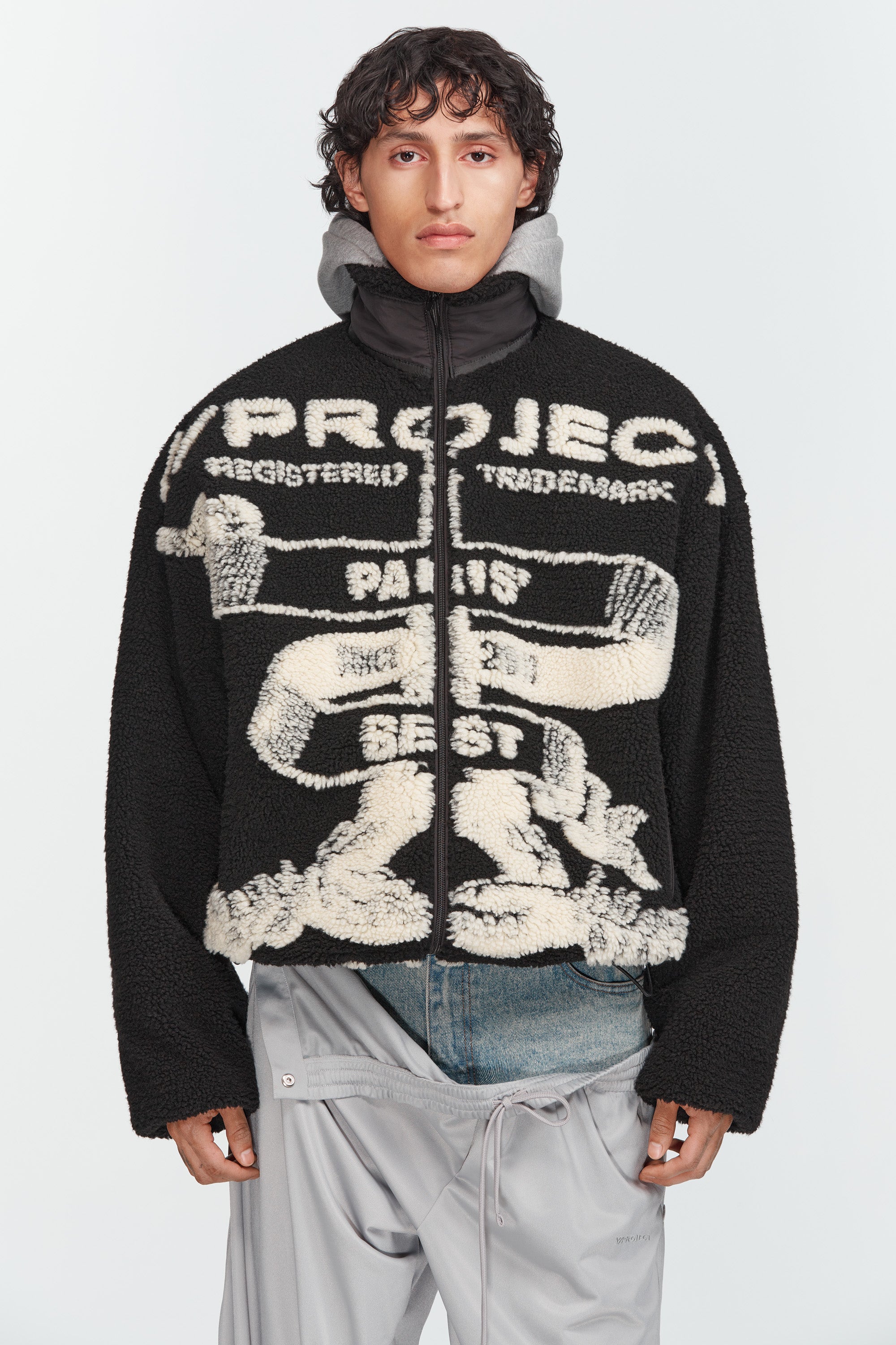 Paris' Best Jacquard Fleece Jacket Black/Off White