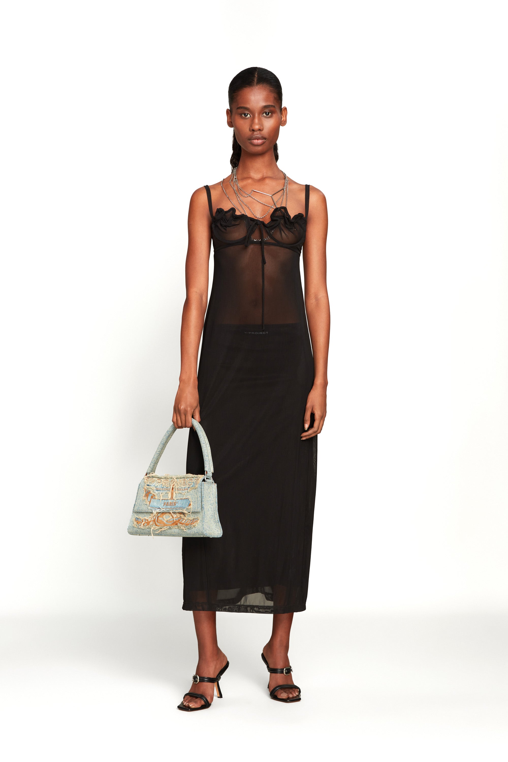 Wire Brasier Slip Dress Black