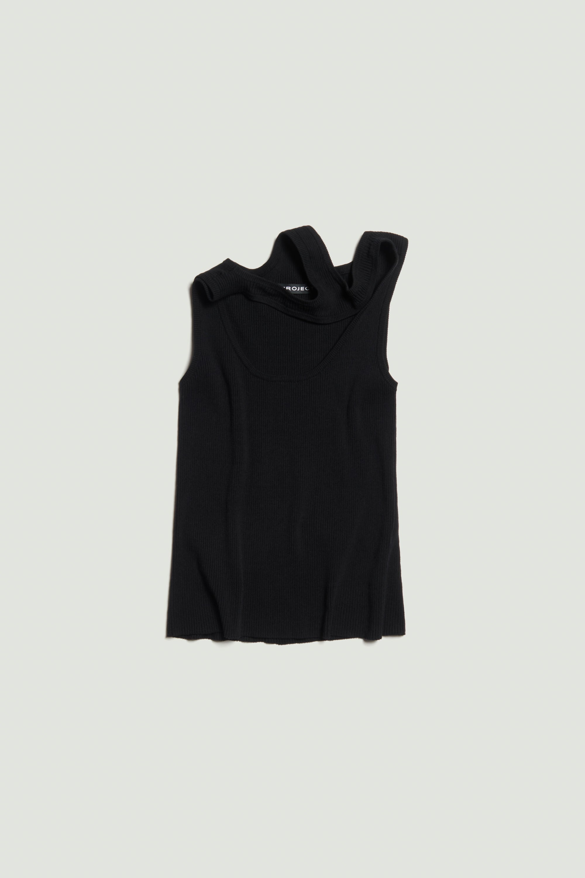 Classic Triple Collar Knit Tank Top Black