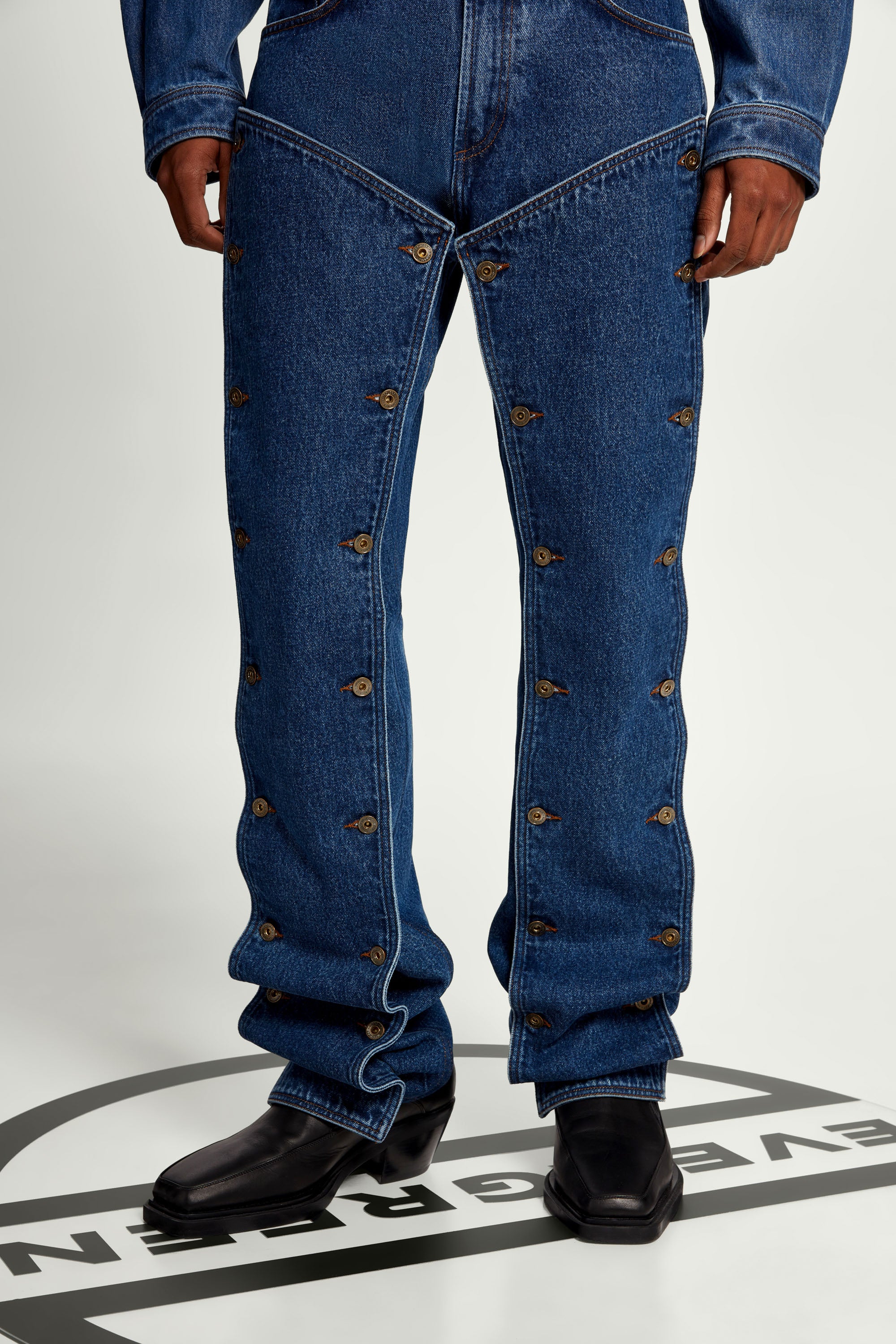 Classic Button Panel Jeans Navy