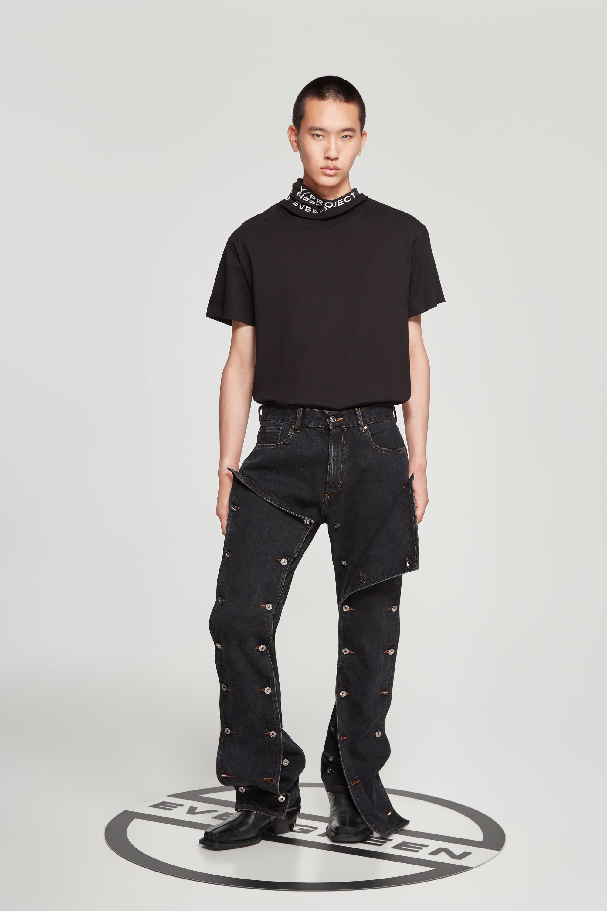 Classic Button Panel Jeans Black