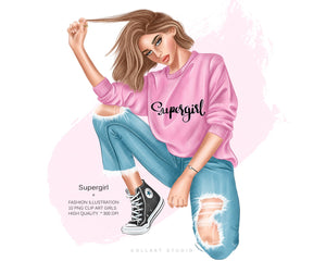 carga tablero cansada SUPERGIRL / Fashion Illustrations, Planner Girl | COLLART STUDIO | –  Collart Studio