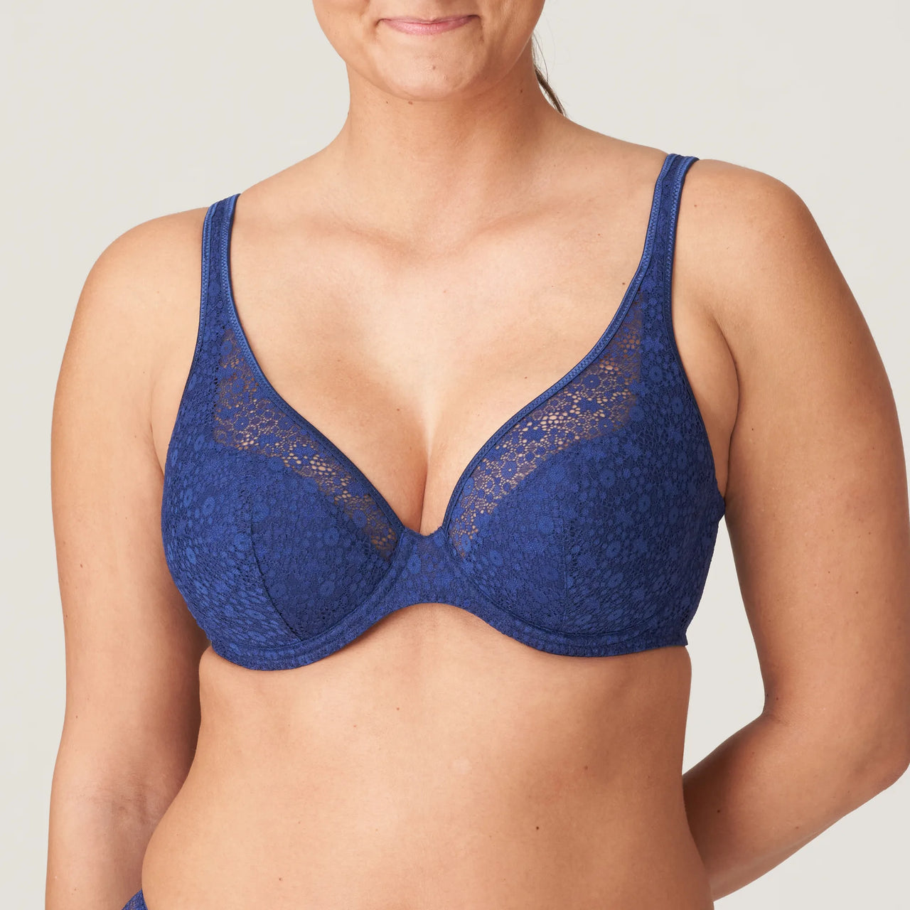 PrimaDonna Devdaha Velvet Blue Half Padded Plunge Bra