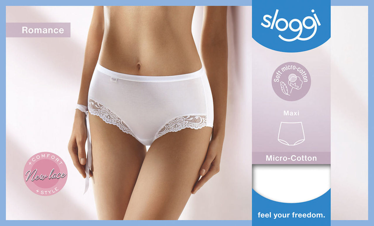 Sloggi Romance Midi Briefs in White, Briefs