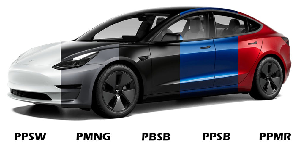 Comparatif couleur Tesla