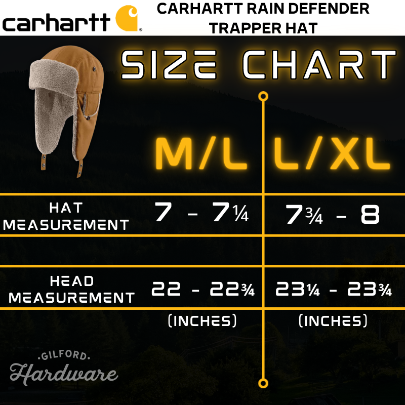 Gilford Hardware Rain Defender Trapper Hat Size Chart