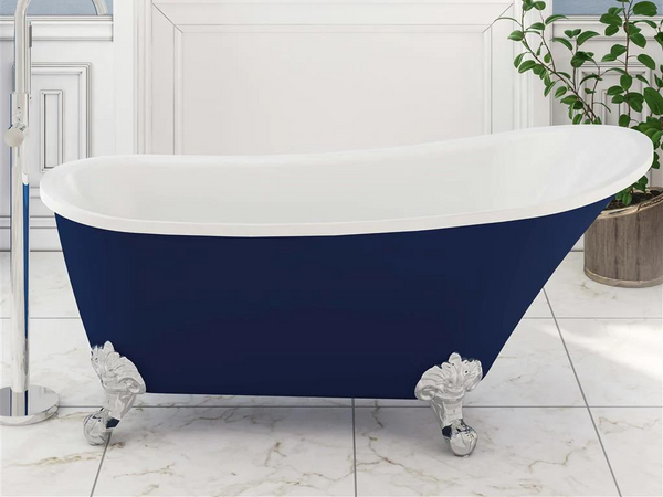 Luxurious roll-top slipper bath in a contemporary bathroom setting