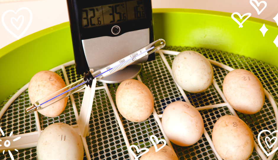 Silkie chicken eggs in an automatic egg incubator