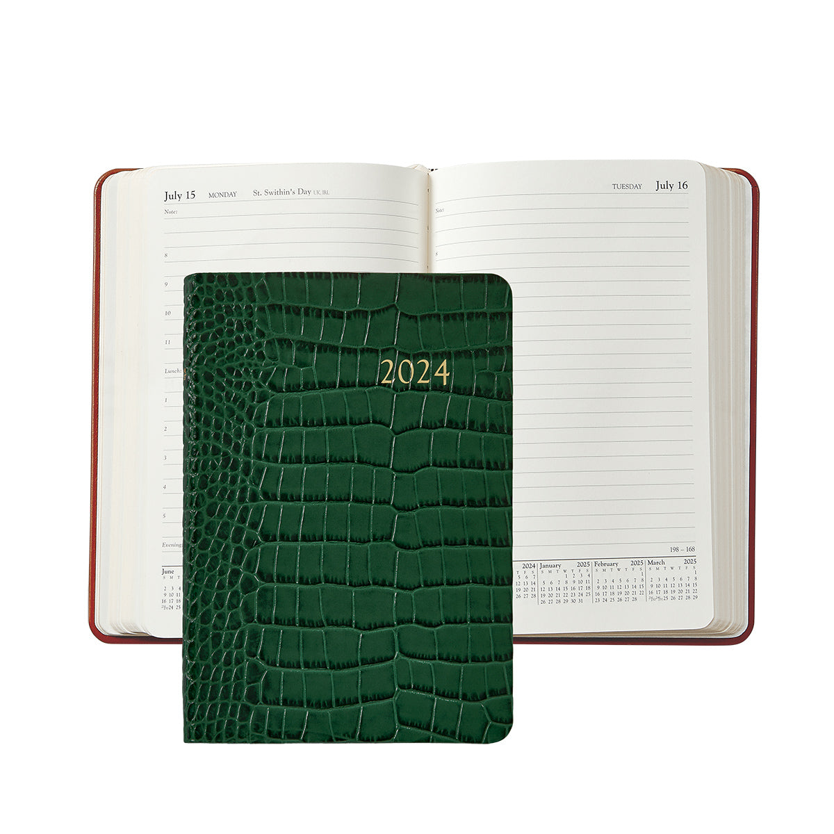 Graphic Image 2024 Daily Journal Planner Emerald Embossed Crocodile Leather