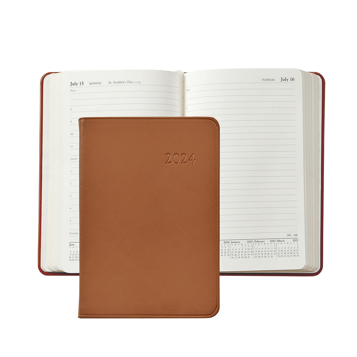 Graphic Image 2024 Daily Journal Planner British Tan Traditional Leather