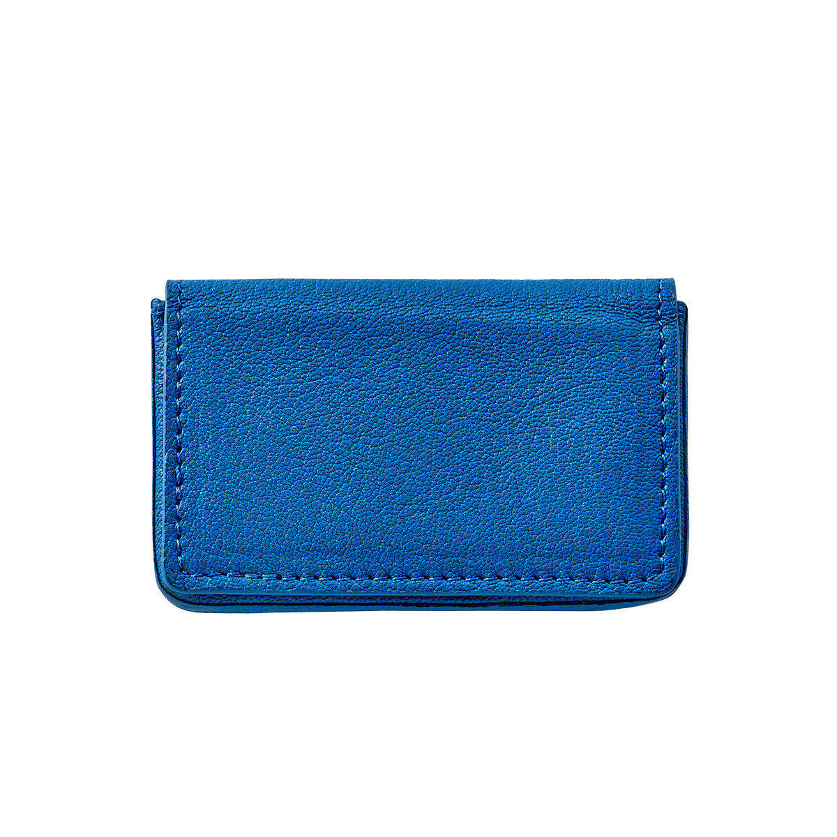 Graphic Image Hard Business Card Case Maritime Blue Goatskin Leather