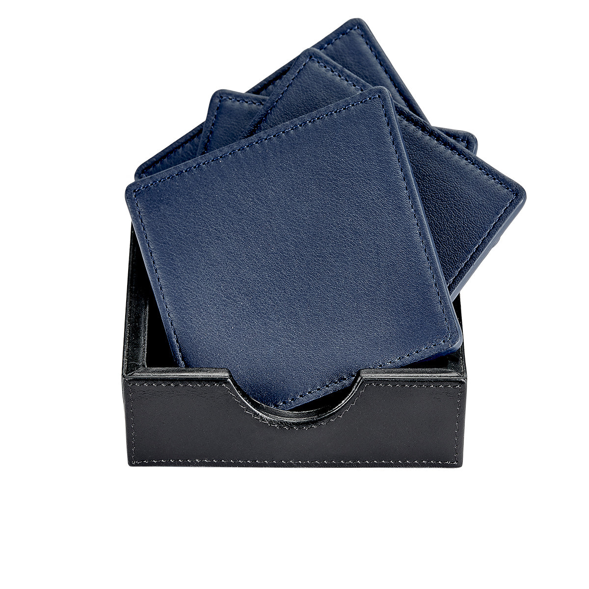 Graphic Image Square Coaster Set Blue Traditional Leather