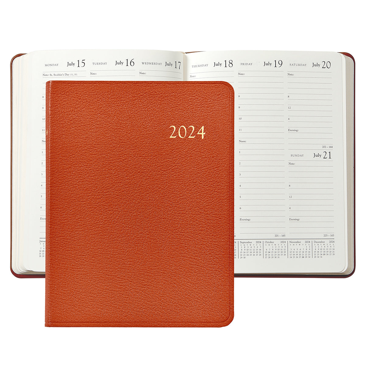Graphic Image 2024 Desk Diary Orange Goatskin Leather