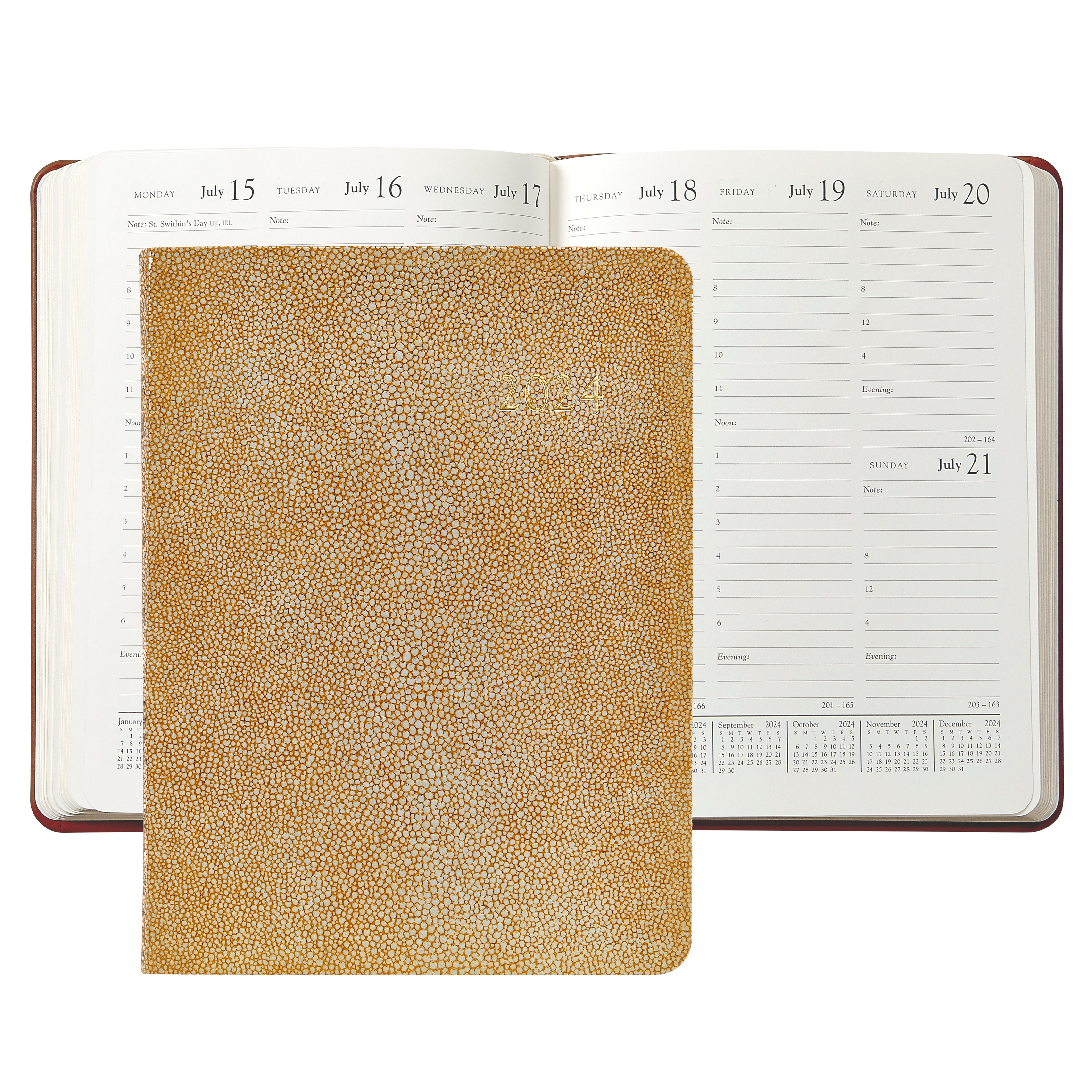 Graphic Image 2024 Desk Diary Embossed Sand Shagreen Leather