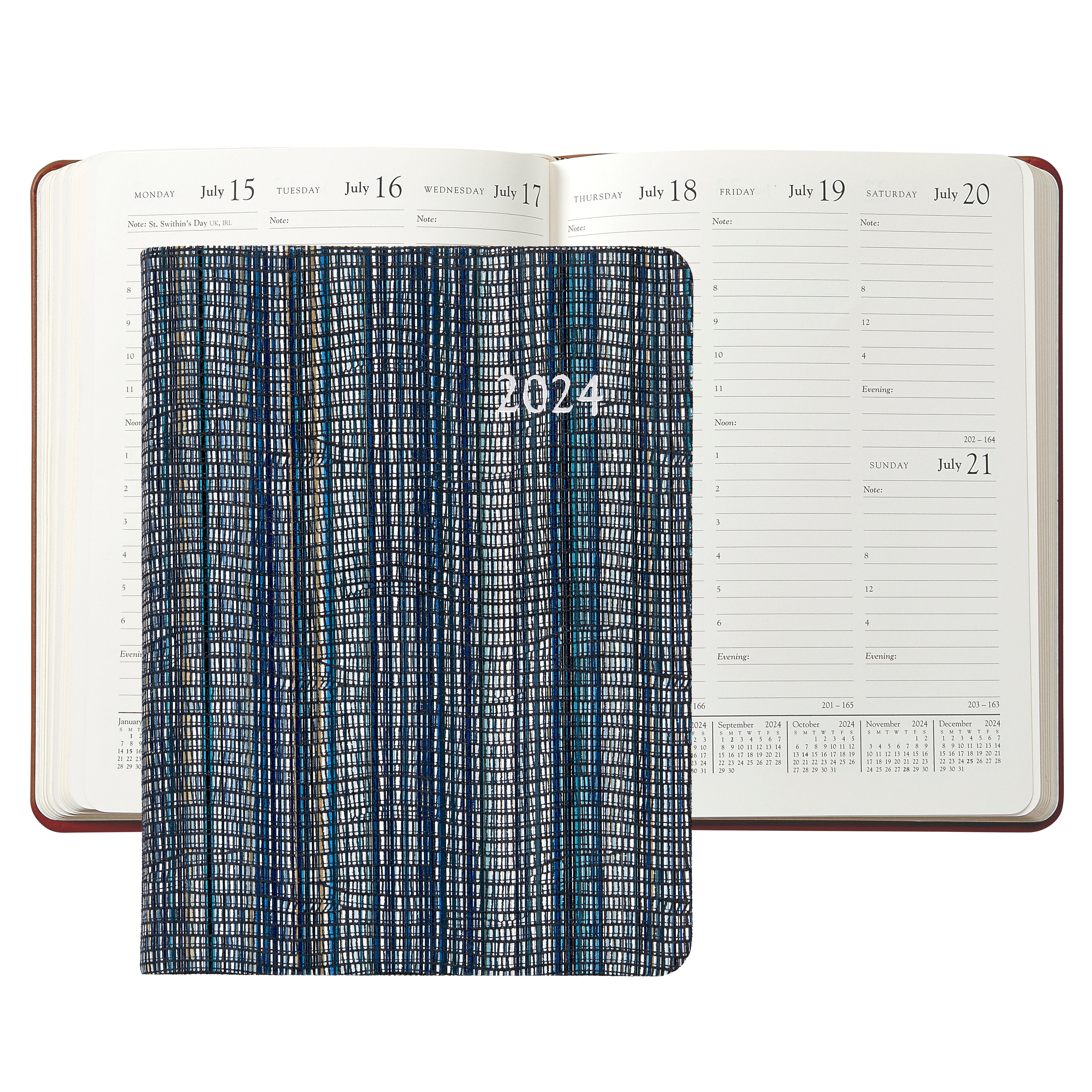 Graphic Image 2024 Desk Diary Multi Blue Leather