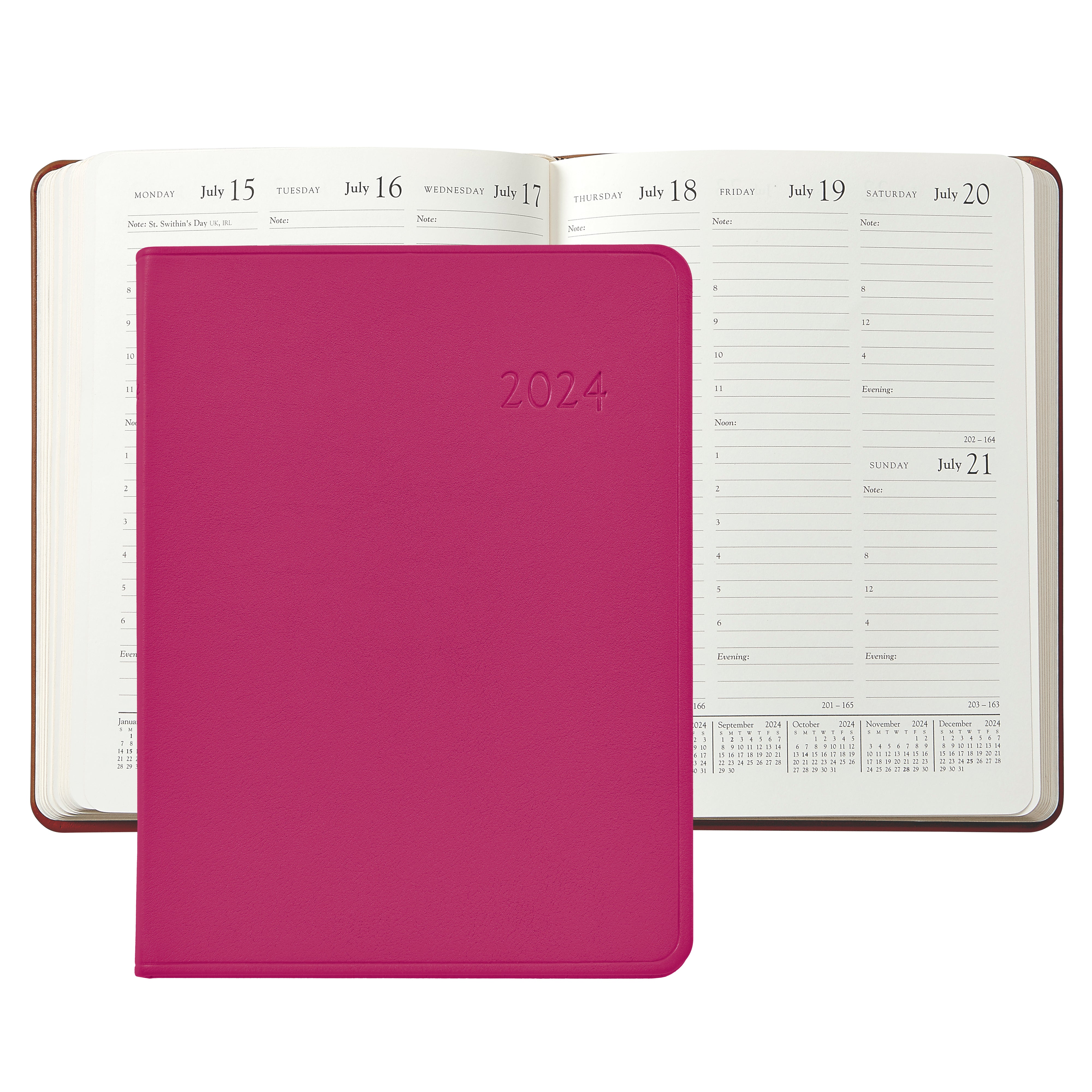 Graphic Image 2024 Desk Diary Pink Traditional Leather