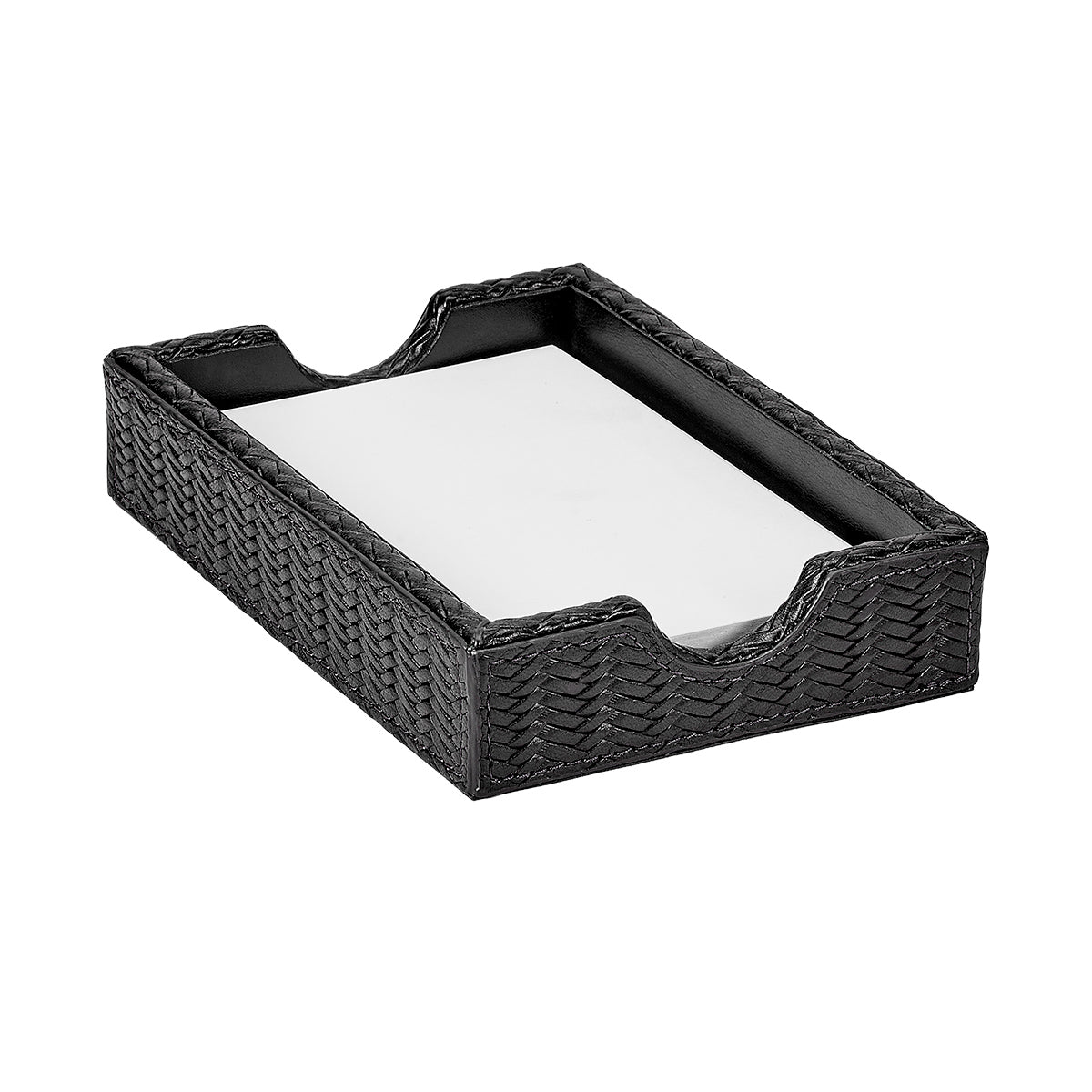 Graphic Image Memo Tray Black Woven Leather