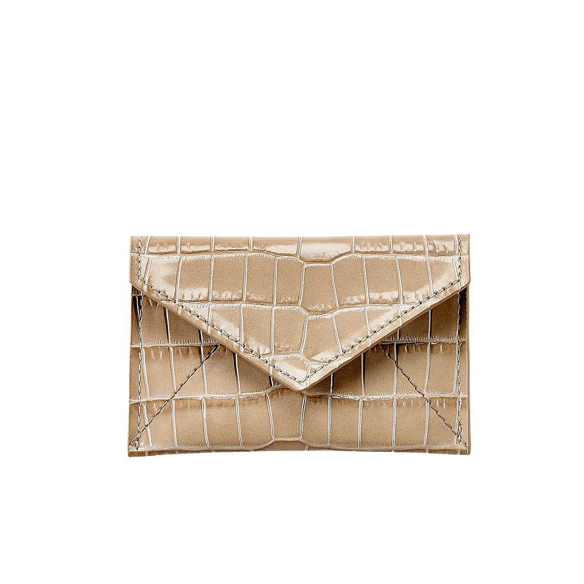 Graphic Image Mini Envelope Stone Crocodile Embossed Leather