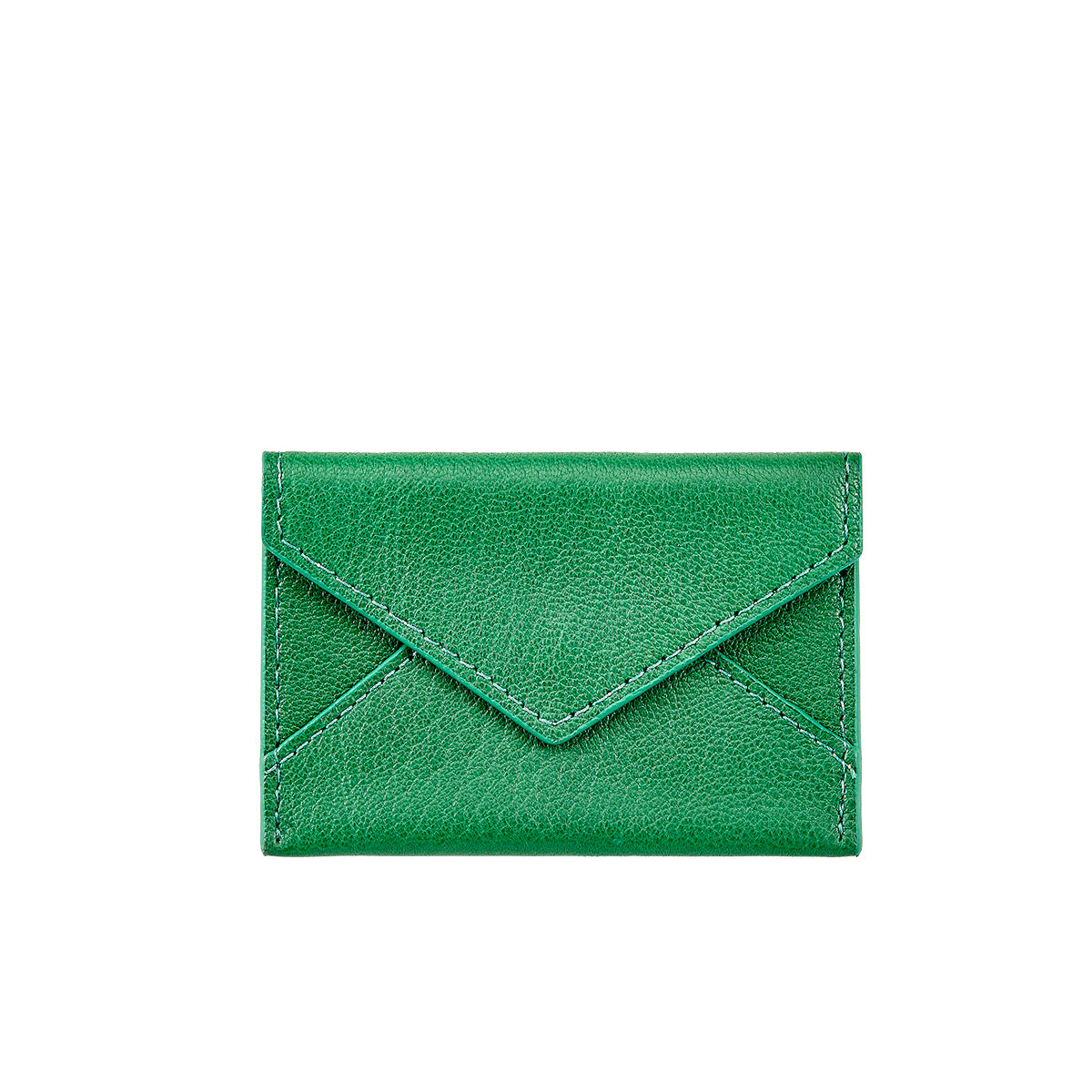 Graphic Image Mini Envelope Green Goatskin Leather