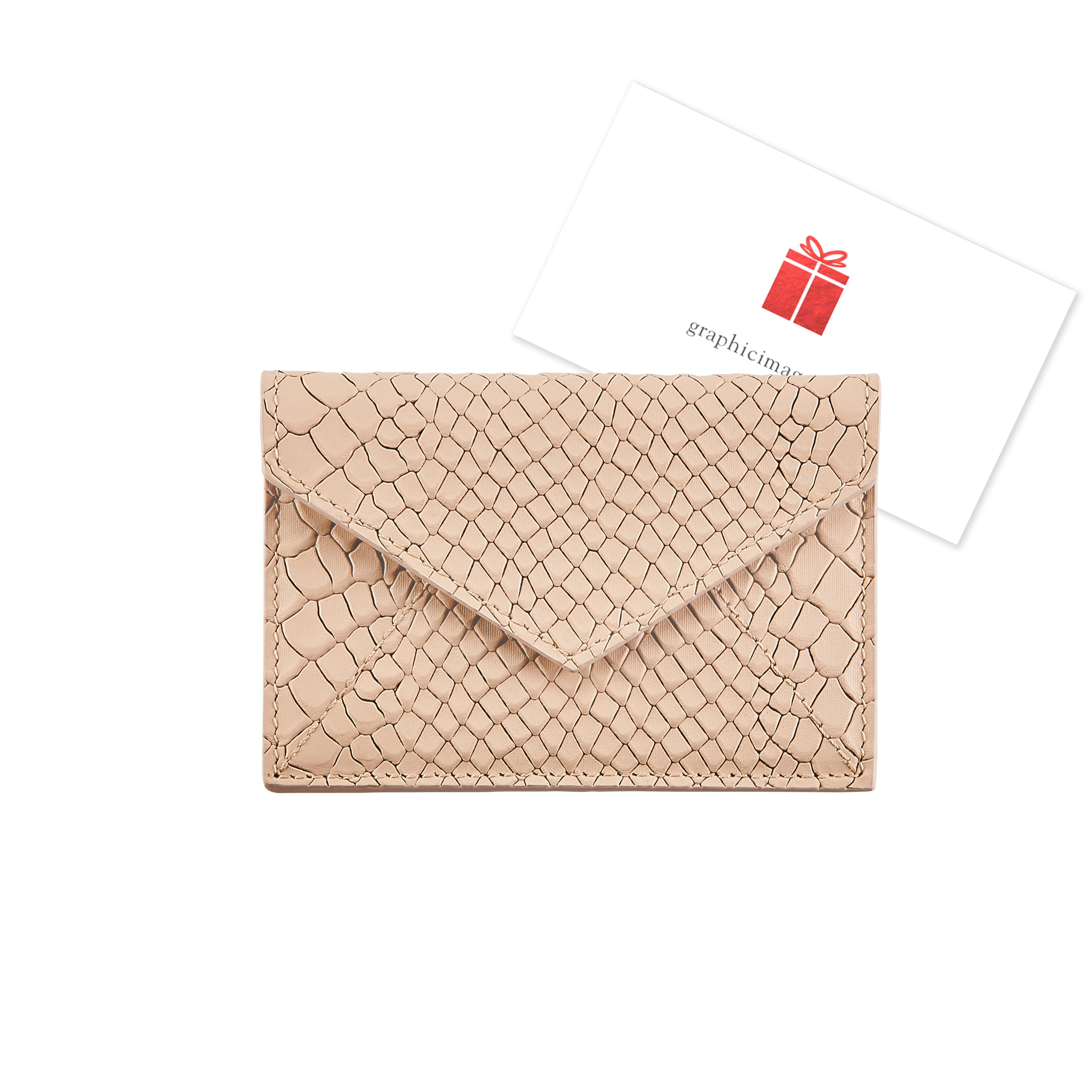 Graphic Image Gift Card With Personalized Leather Card Case