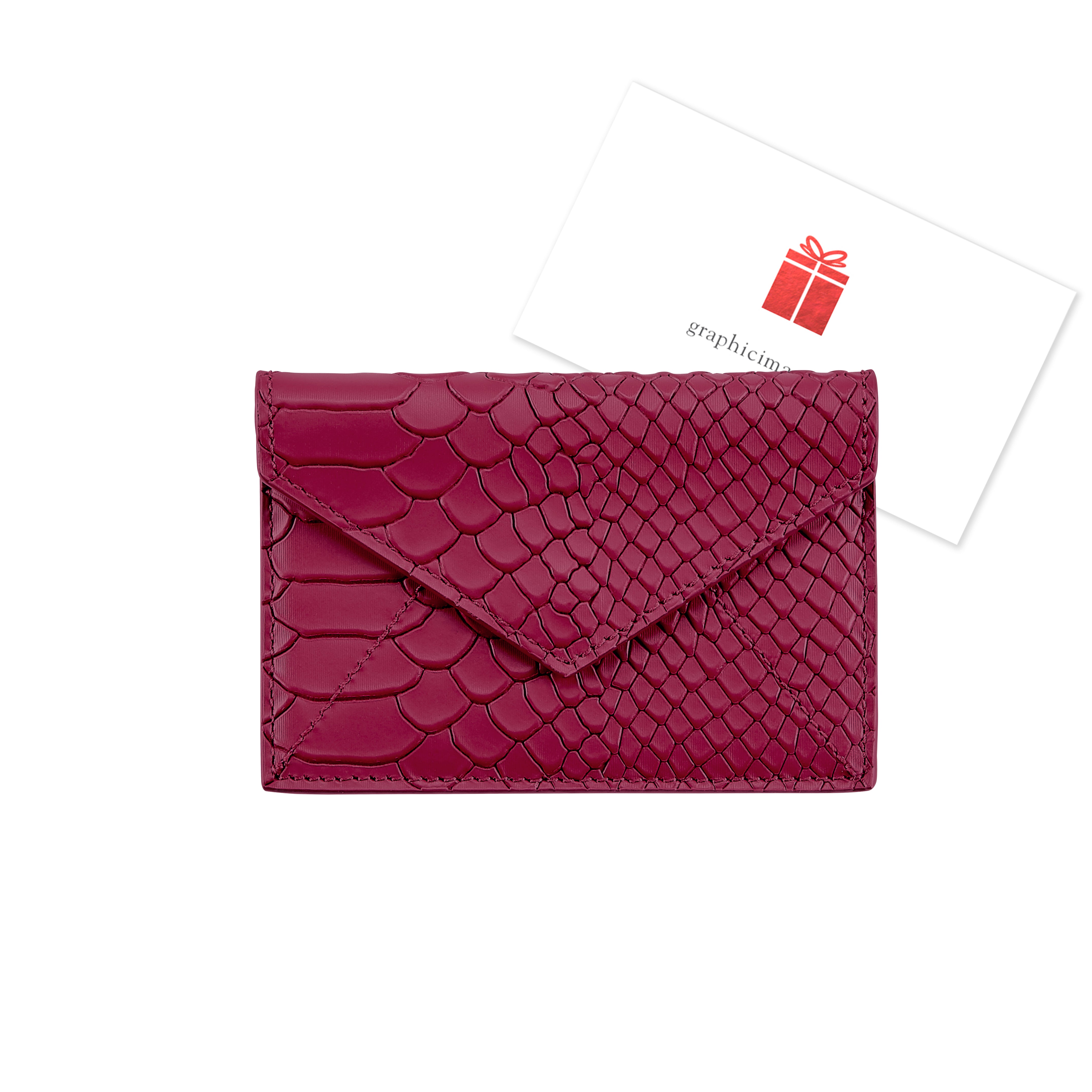 Graphic Image Gift Card With Personalized Leather Card Case