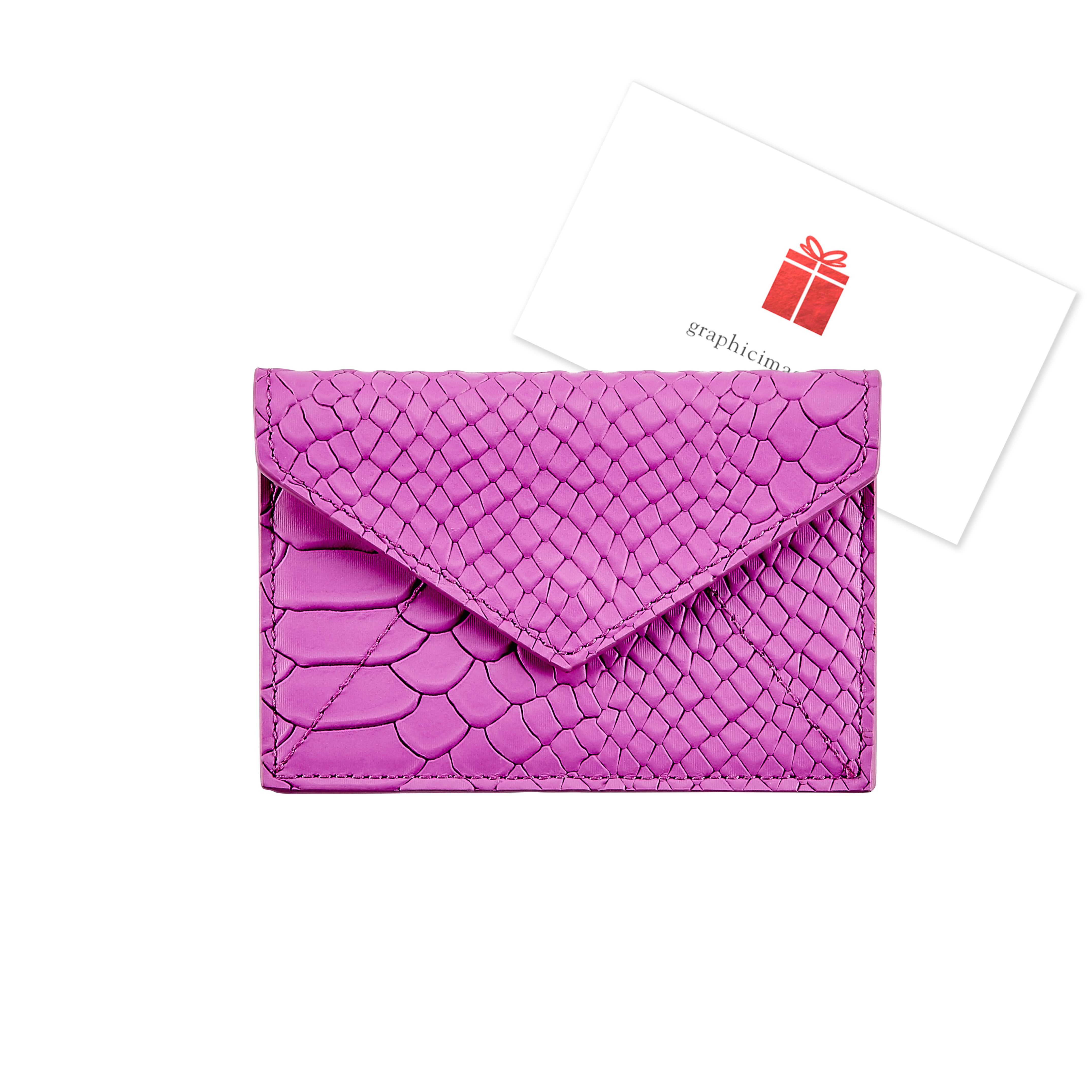 Graphic Image Gift Card With Personalized Leather Card Case