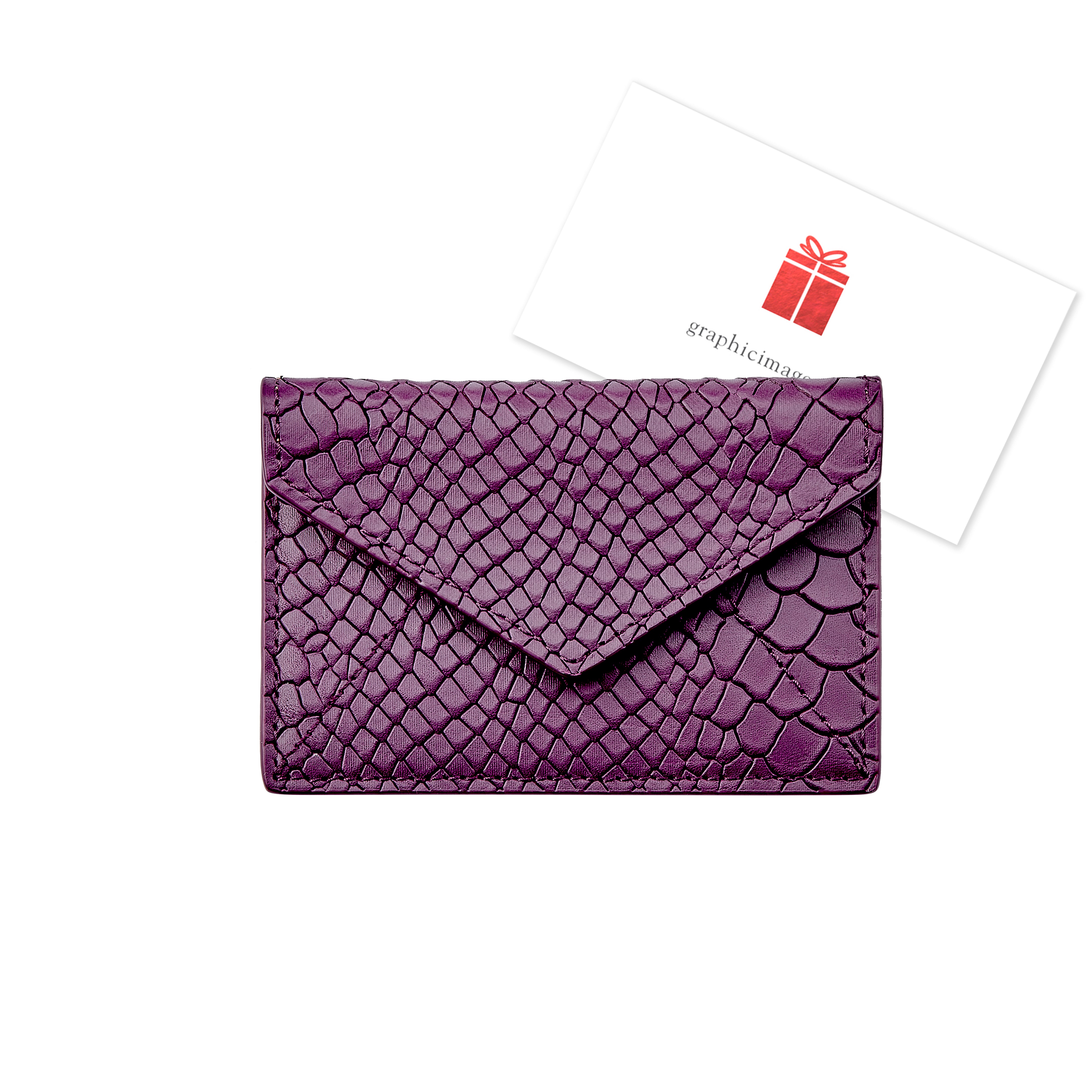 Graphic Image Gift Card With Personalized Leather Card Case