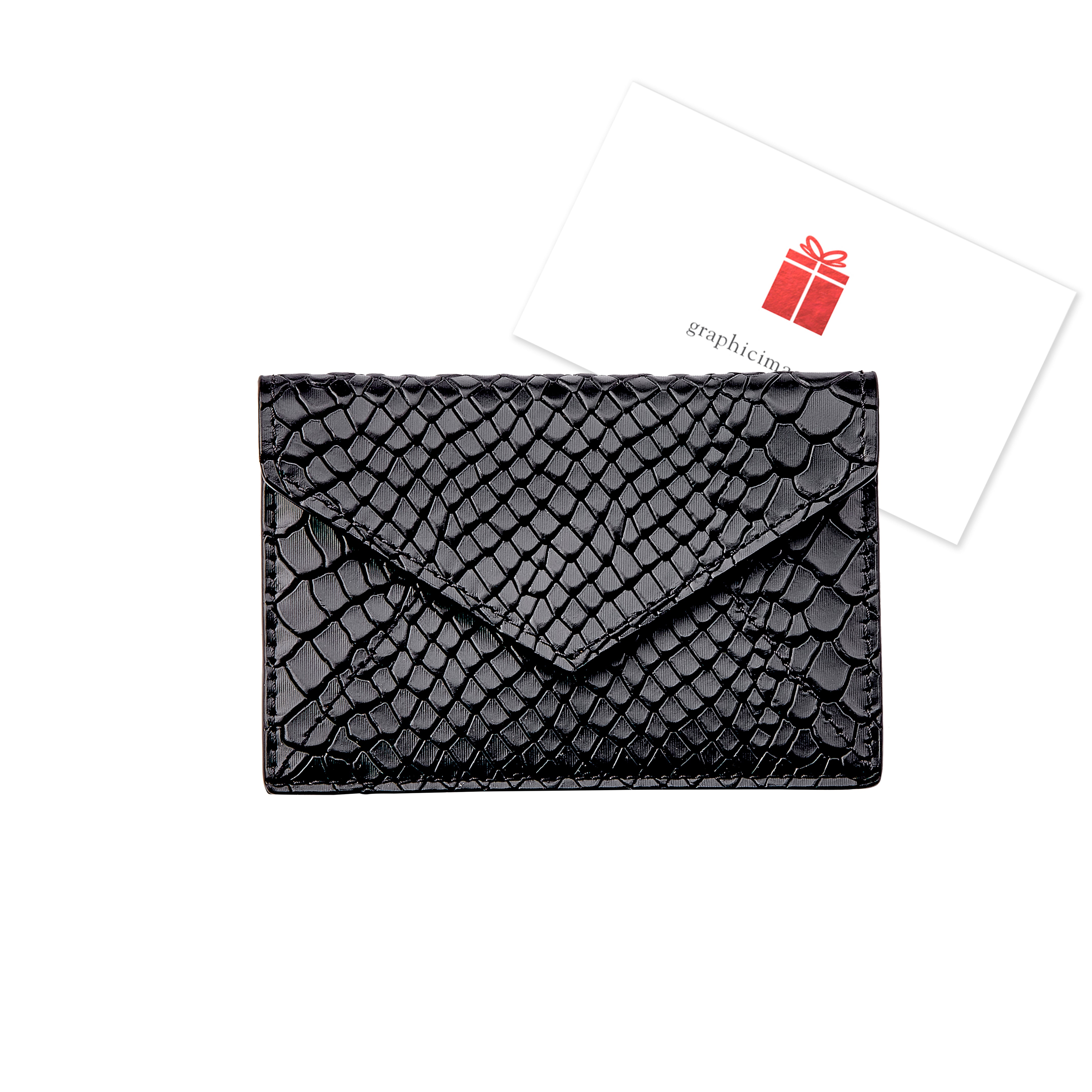 Graphic Image Gift Card With Personalized Leather Card Case