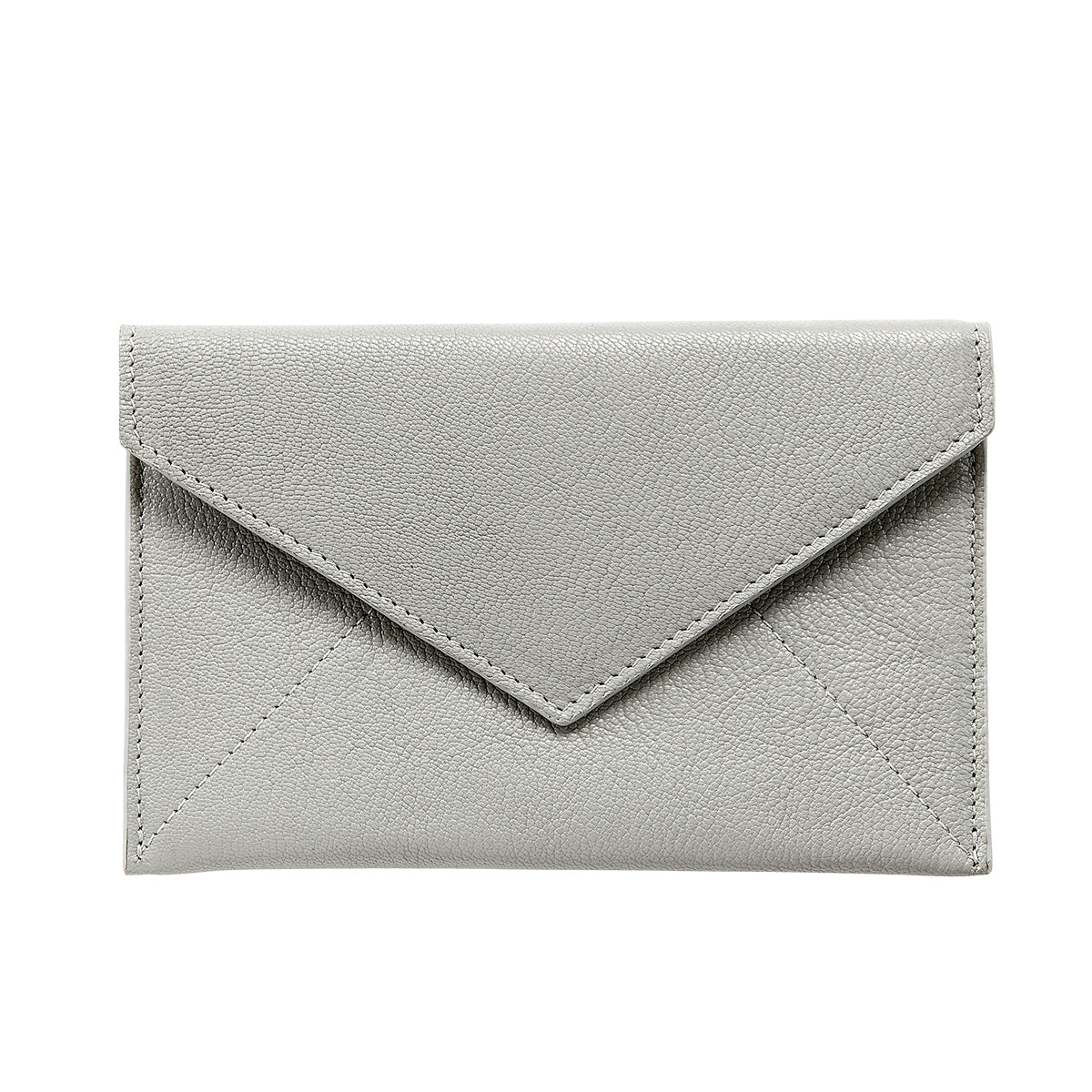 Graphic Image Medium Envelope Light Grey Goatskin Leather