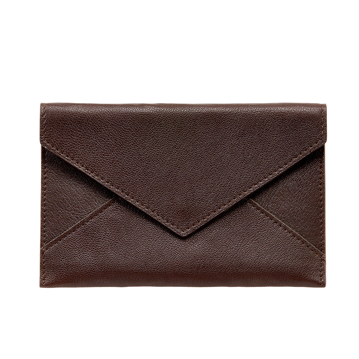 Graphic Image Medium Envelope Brown Goatskin Leather