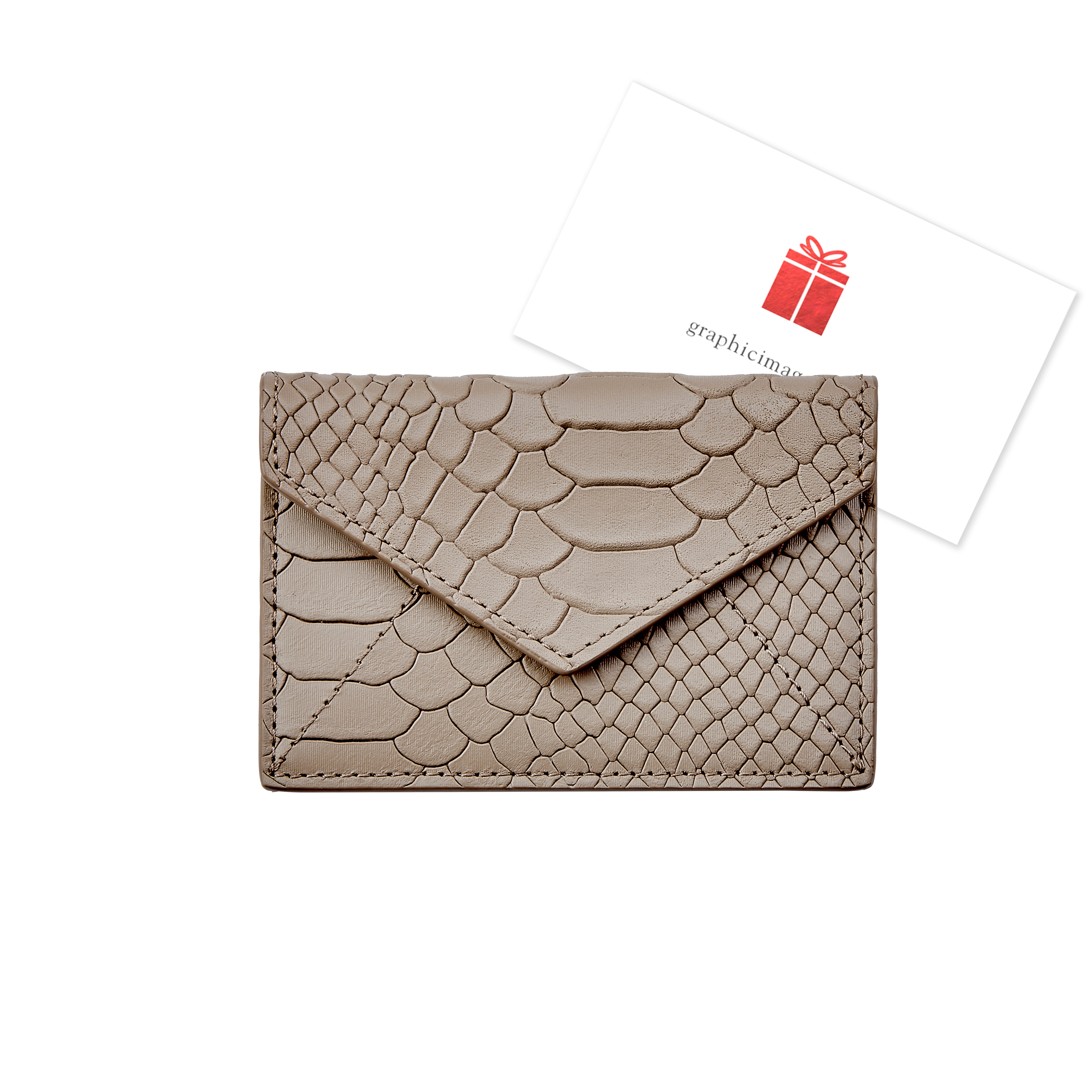 Graphic Image Gift Card With Personalized Leather Card Case