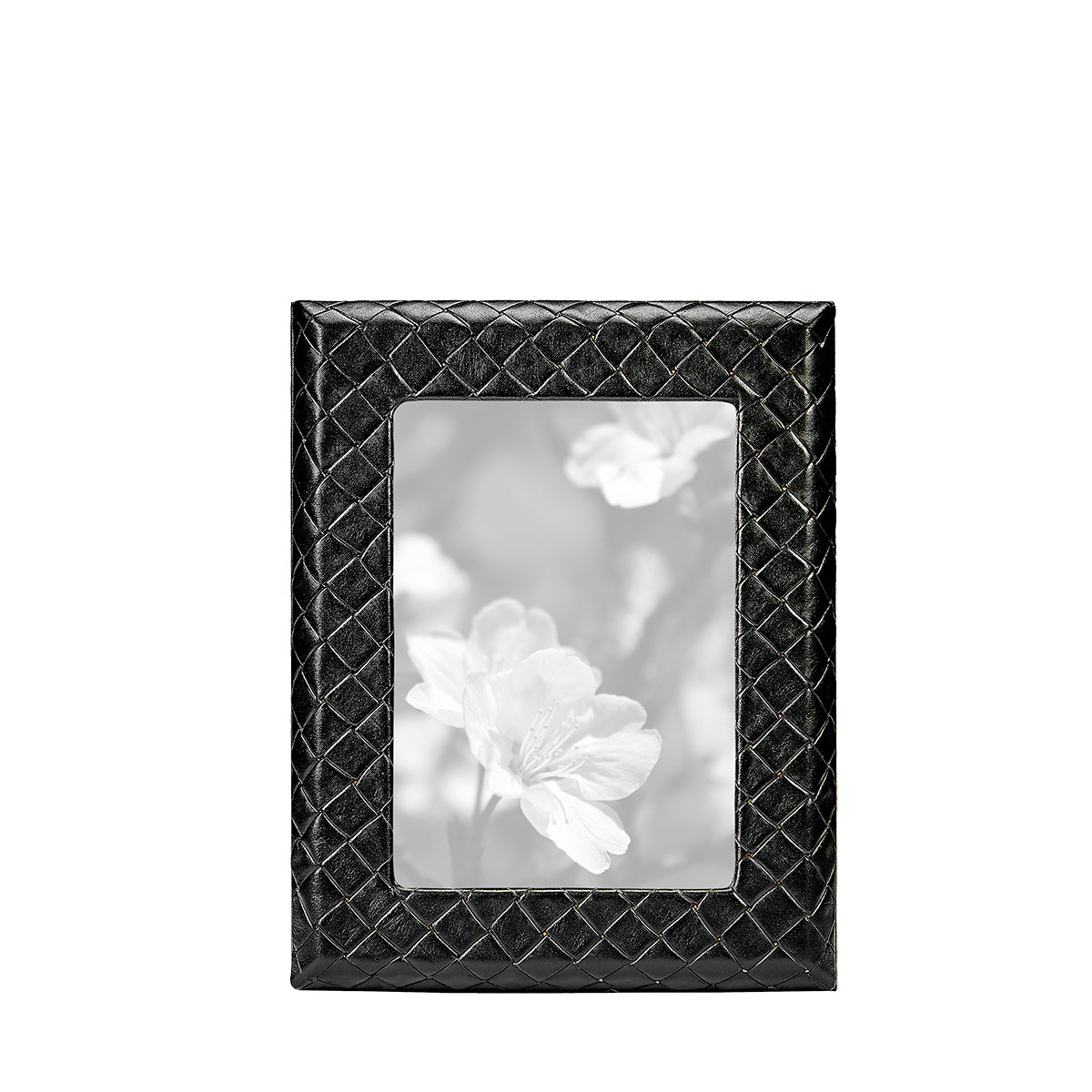 Graphic Image 5 X 7 Woven Frame Black Embossed Woven Italian Leather