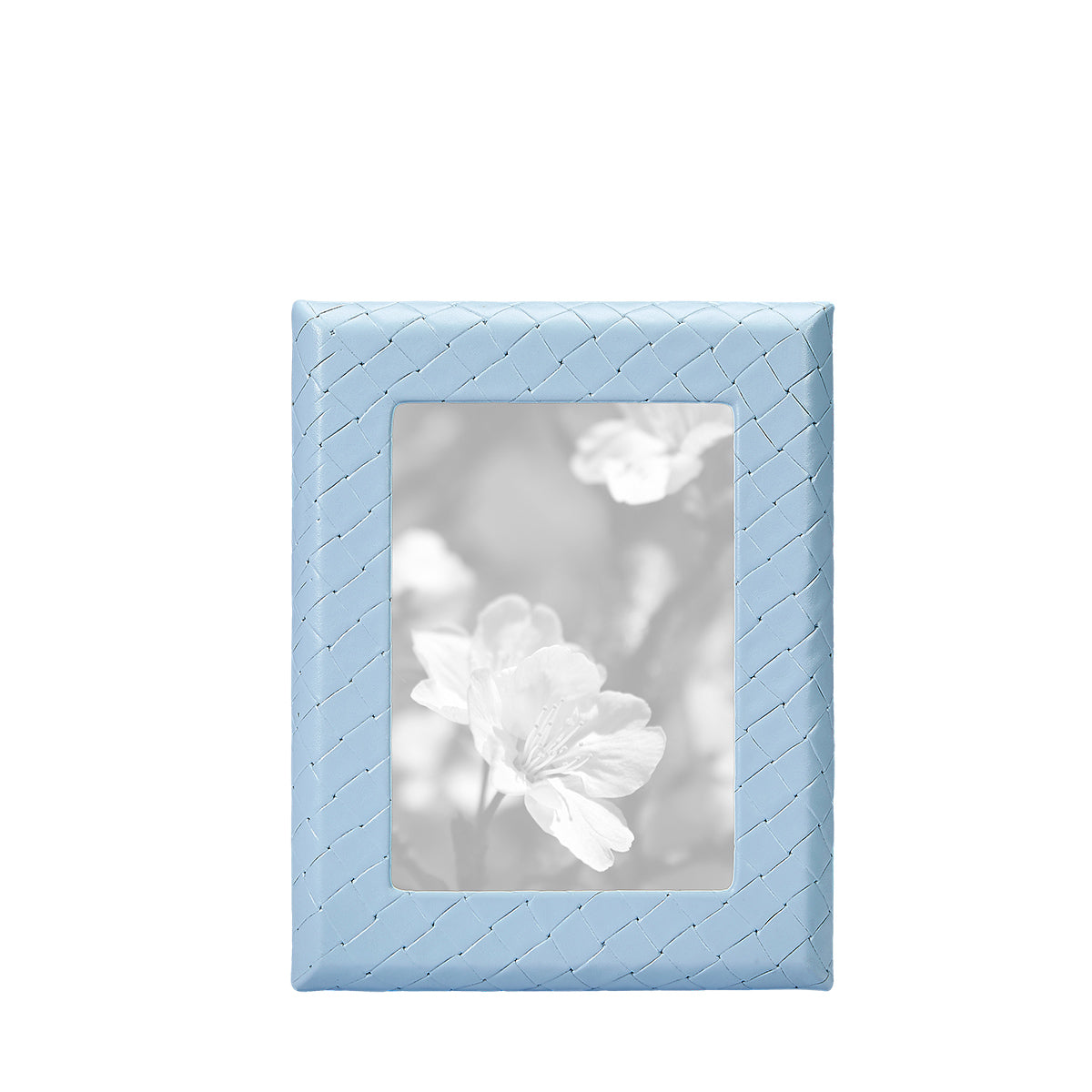 Graphic Image 5 X 7 Woven Frame Light Blue Embossed Woven Italian Leather