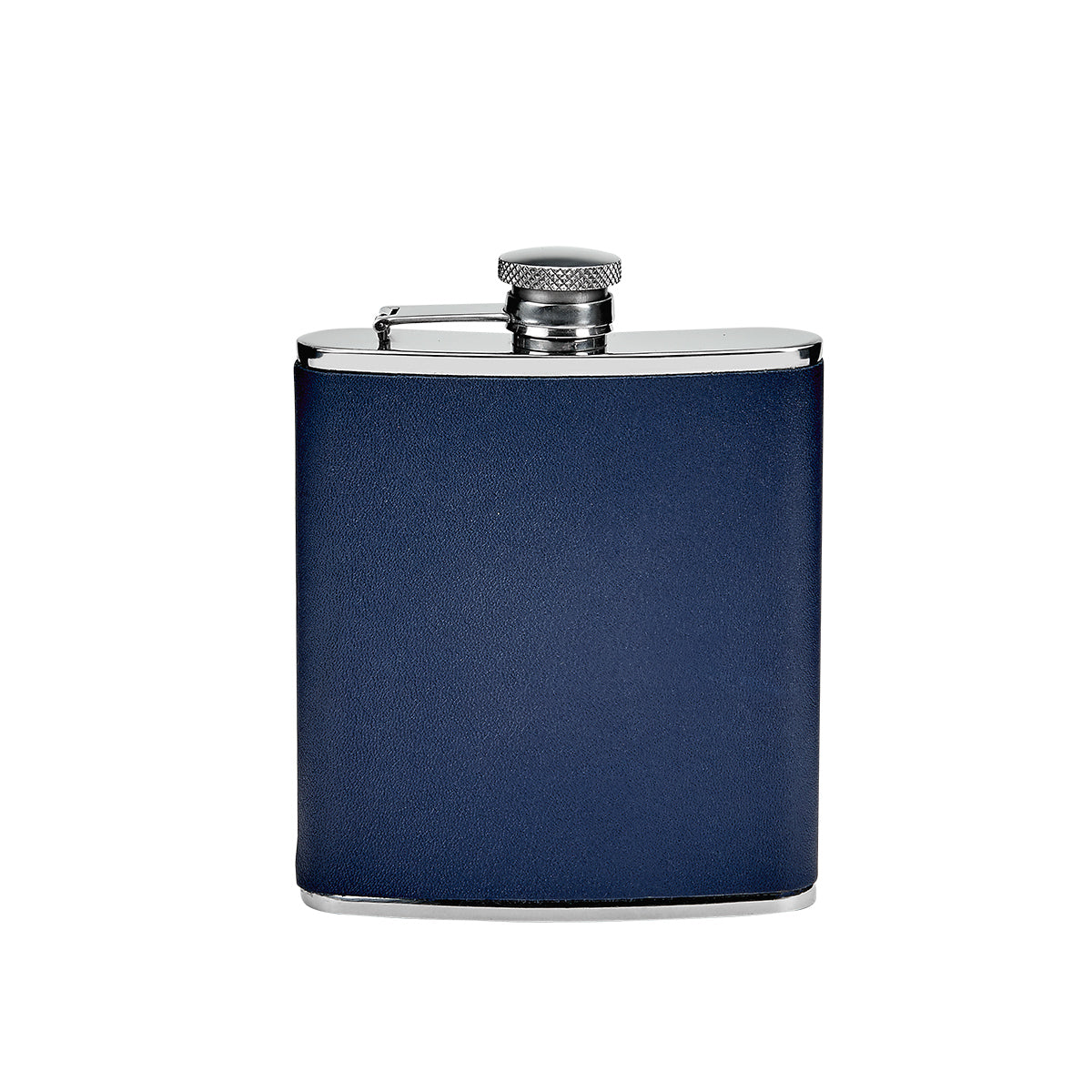 Graphic Image 6 Oz Leather Wrapped Flask Blue Traditional Leather