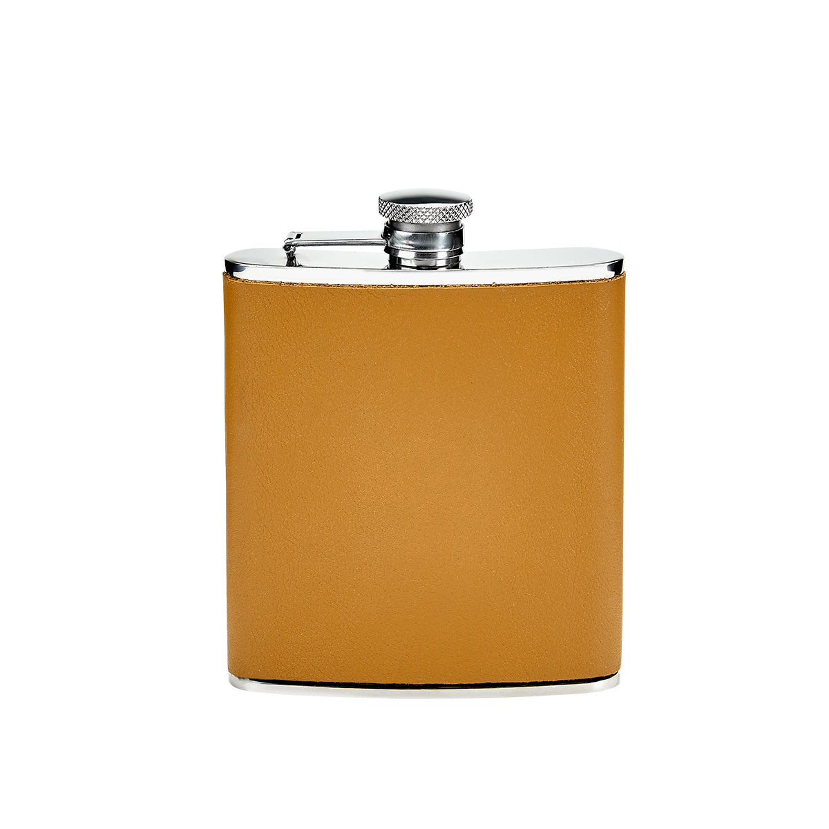 Graphic Image 6 Oz Leather Wrapped Flask British Tan Traditional Leather
