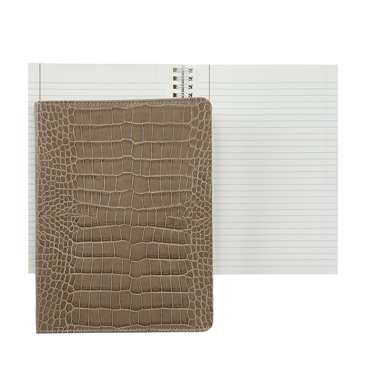 Graphic Image 9 Wire-O-Notebook Stone Crocodile Embossed Leather