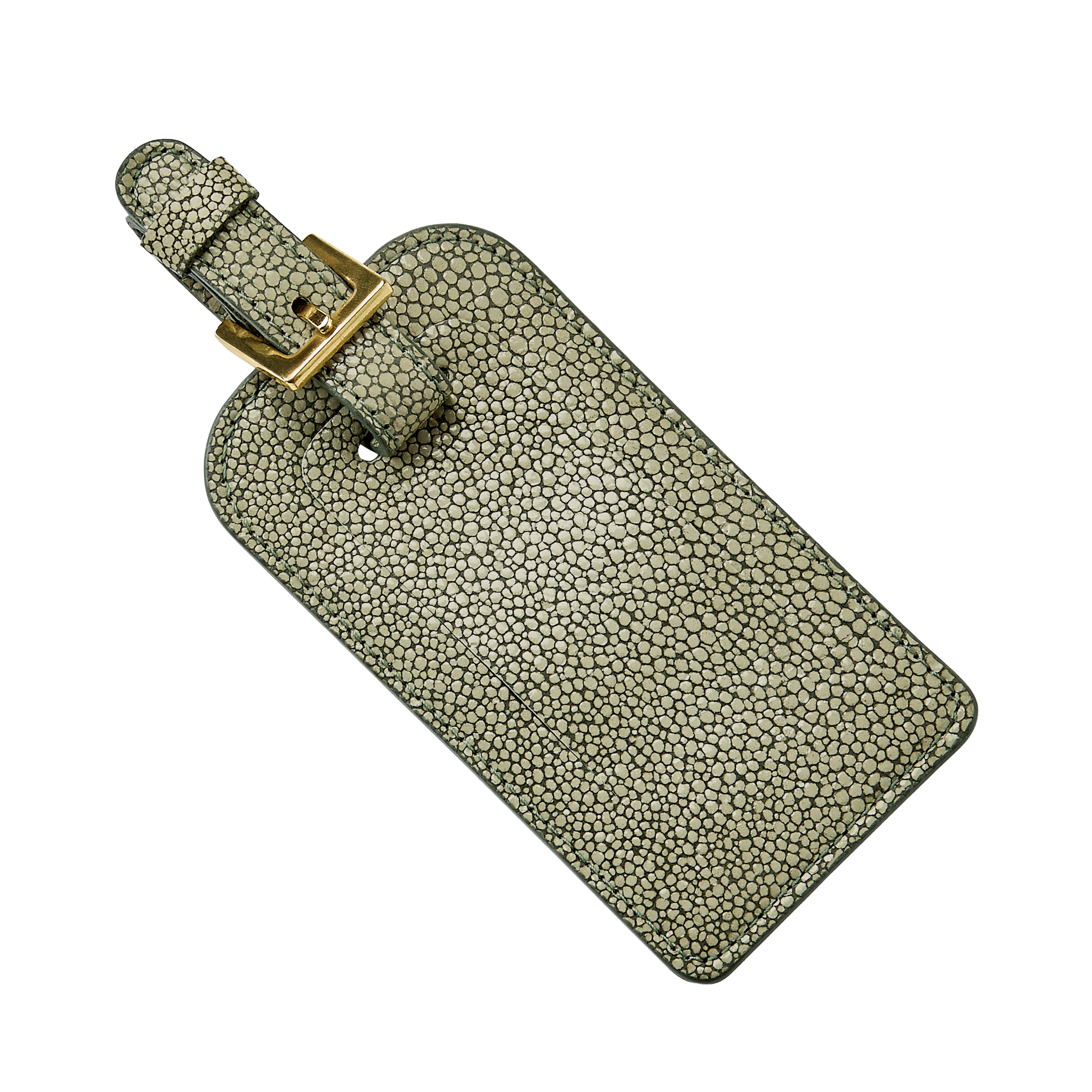 Graphic Image Luggage Tag Embossed Green Shagreen Leather