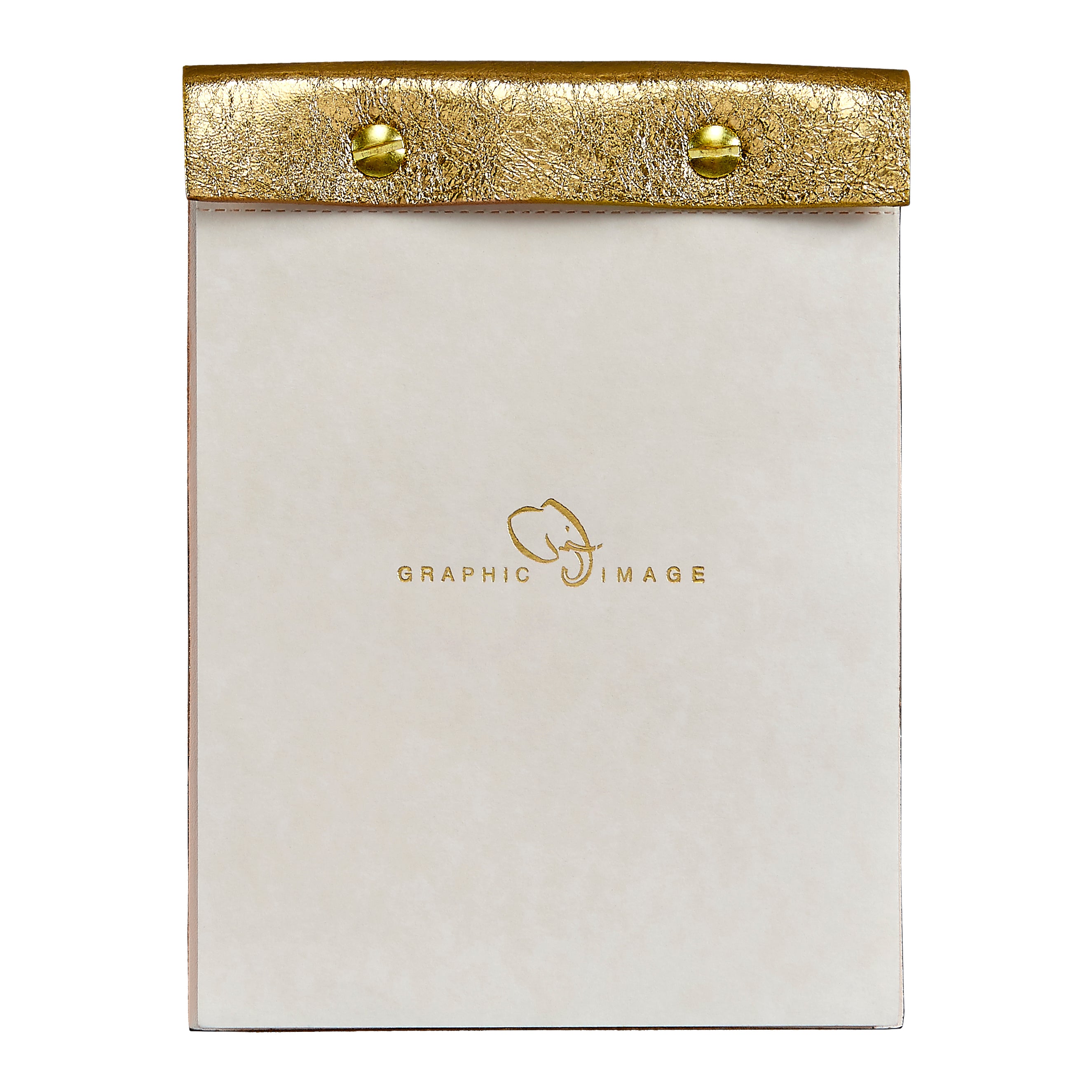Graphic Image Desk Notepad Gold Crackle Metallic Leather