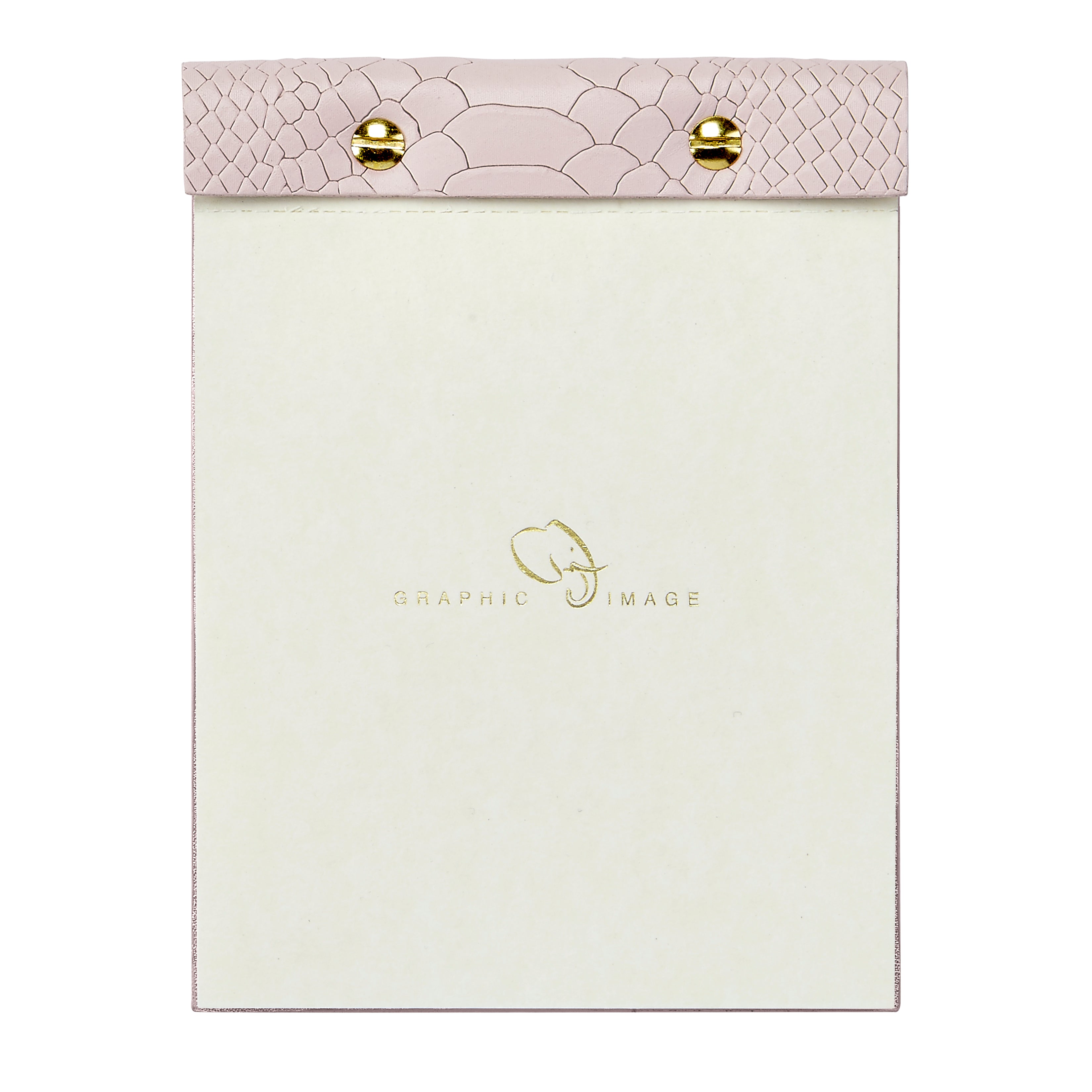 Graphic Image Desk Notepad Petal Pink Embossed Python Leather