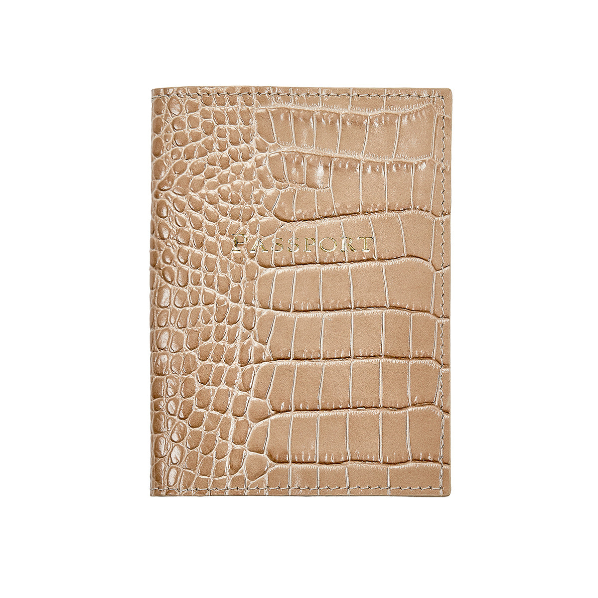 Graphic Image Passport Holder Stone Crocodile Embossed Leather