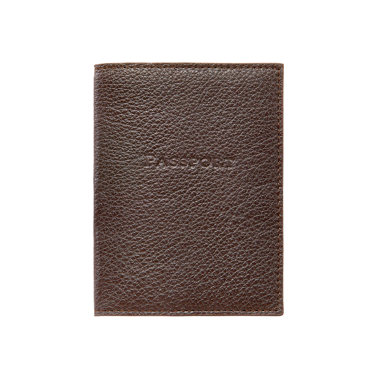 Graphic Image Passport Holder Mocha Goatskin Leather