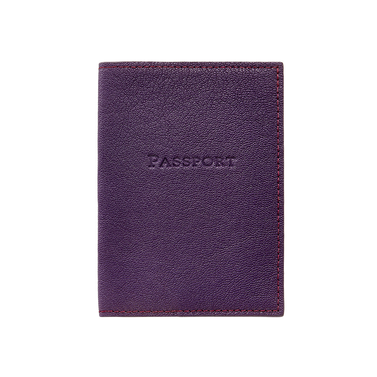 Graphic Image Passport Holder Purple Goatskin Leather